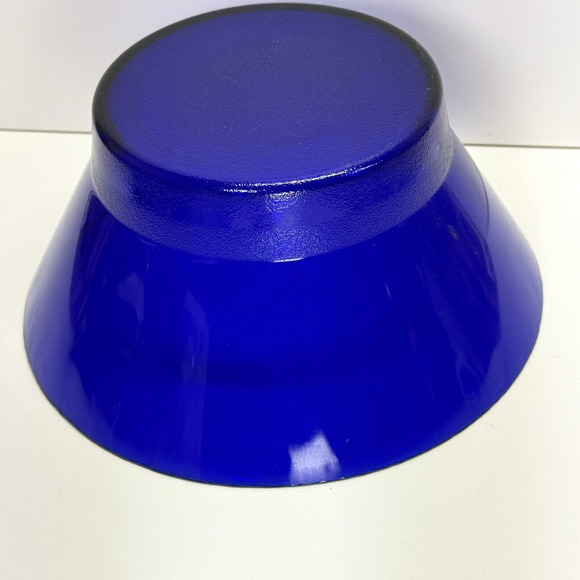 MCM Vintage Cobalt Blue Glass Serving Bowl MCM Textured‎ Bottom HTF - Picture 5 of 11